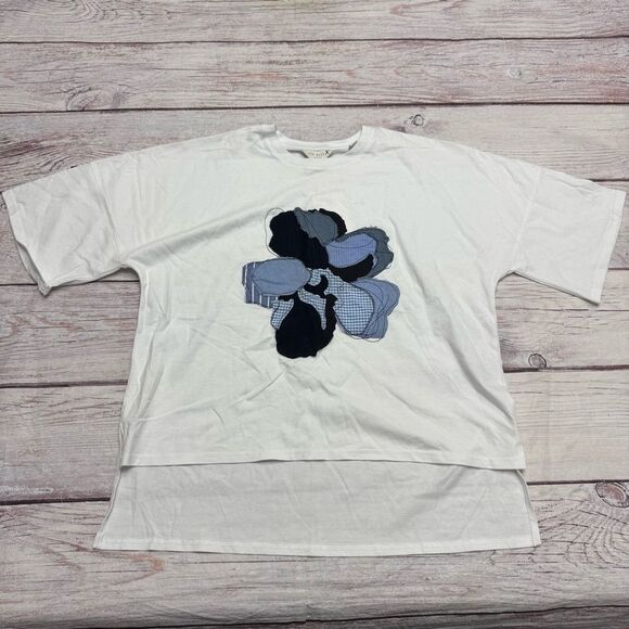 Ted Baker Floriyn Magnolia Tee Appliqué High Low Shirt White Size 2 = Small NEW - Picture 3 of 10